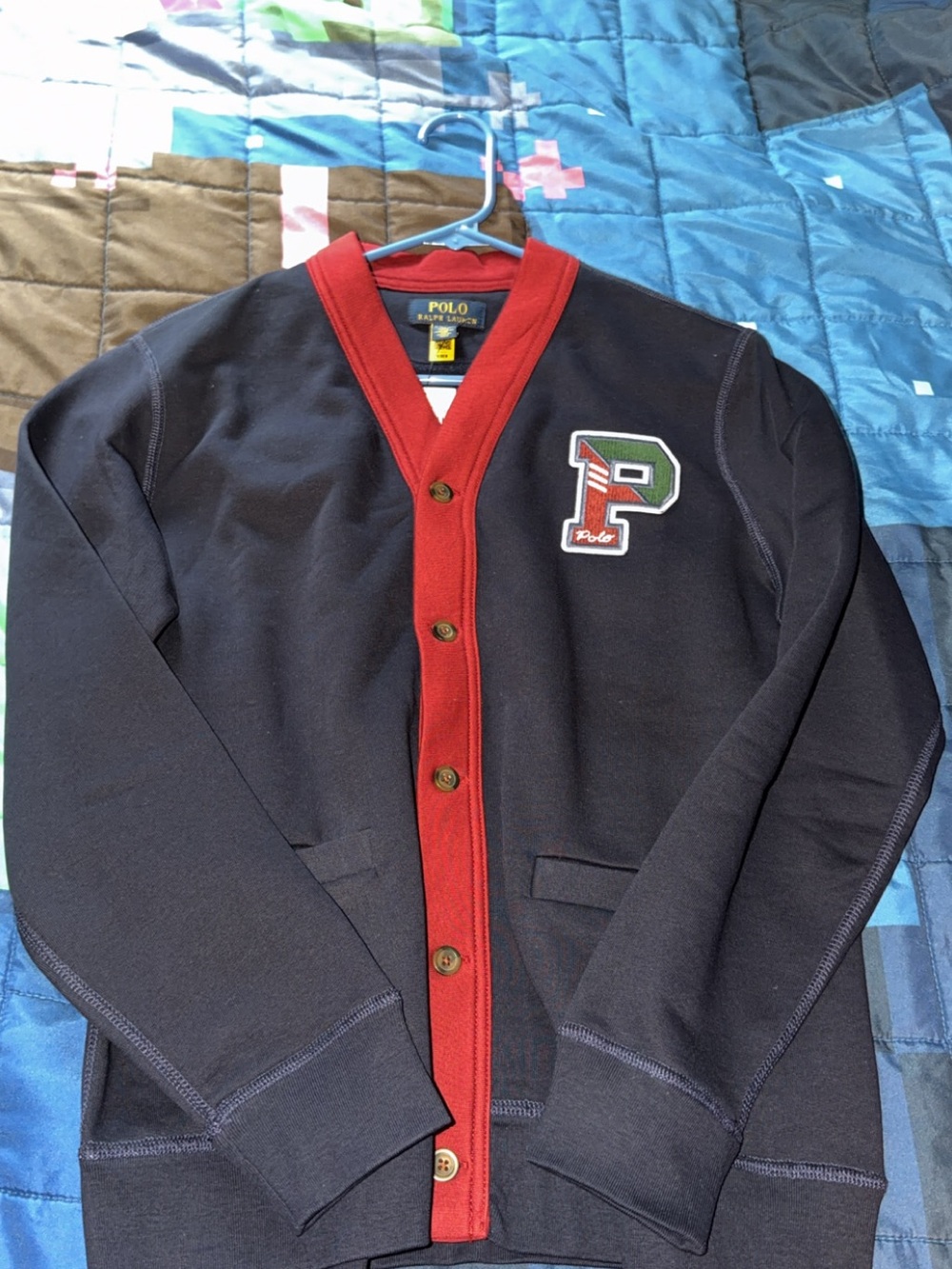 Polo by Ralph Lauren Navy Sweater with Burgundy Trim